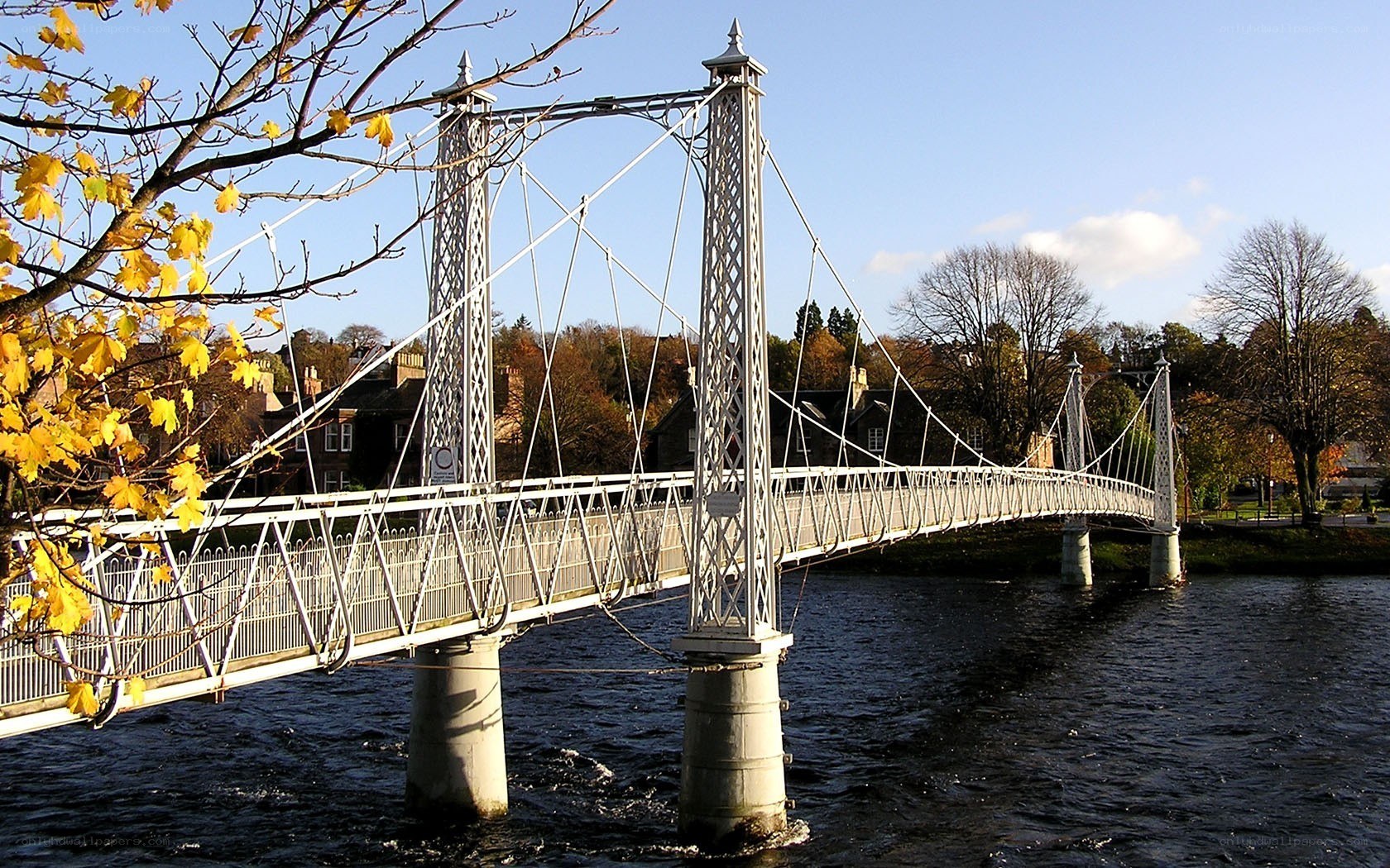 suspension bridge over river
