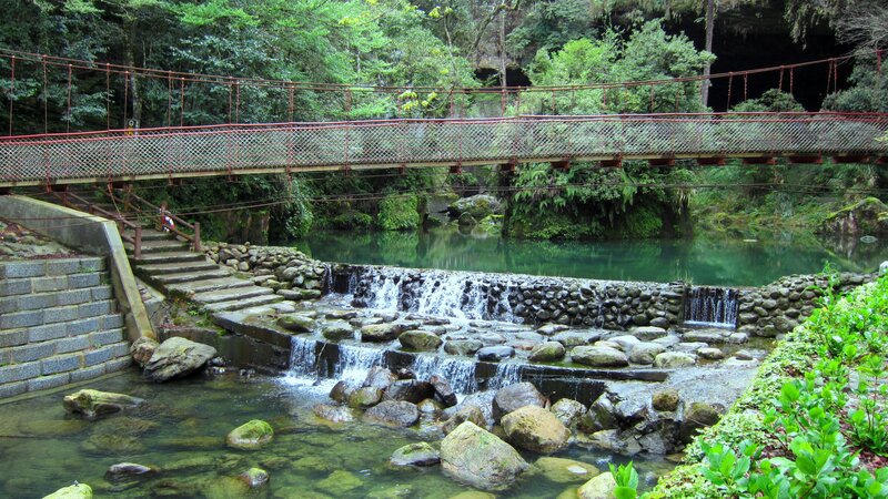 Suspension Bridge over Stream