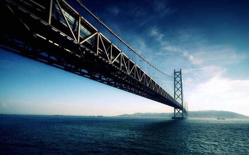 suspension bridge over the sea