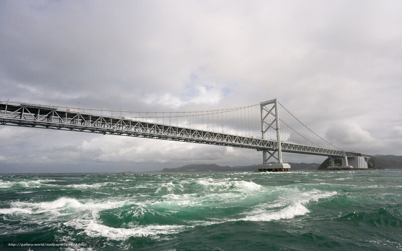 suspension bridge over turbulent sea