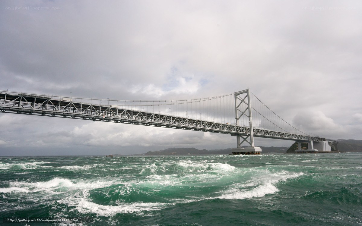 suspension bridge over turbulent sea