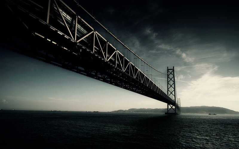 Suspension Bridge over Water — Black