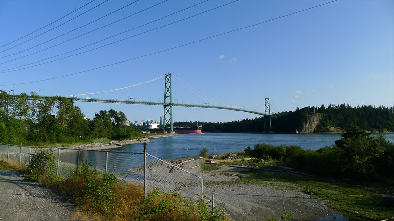 Suspension Bridge over Water — Blue, Serene