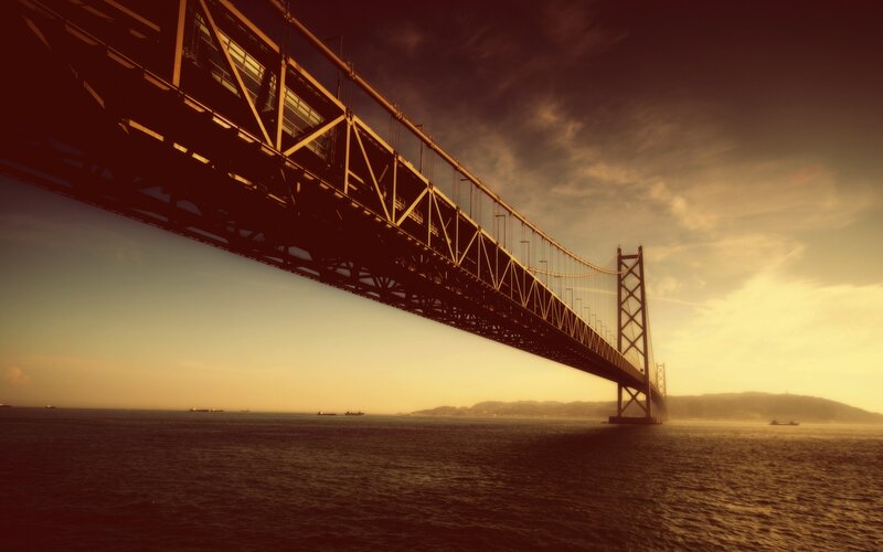 Suspension Bridge over Water — Brown