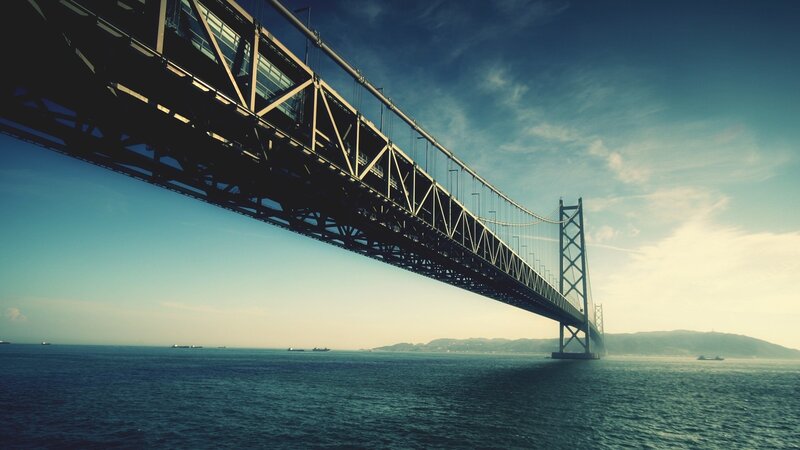 Suspension Bridge over Water — Dramatic