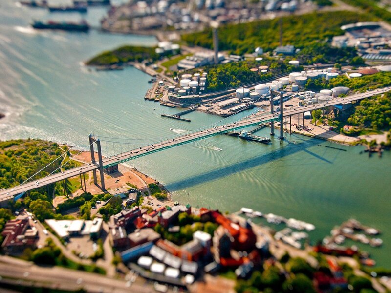 Suspension Bridge over Water — Green, Serene
