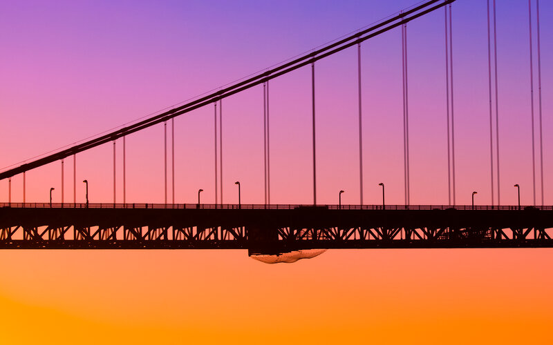 Suspension Bridge Silhouette — Purple