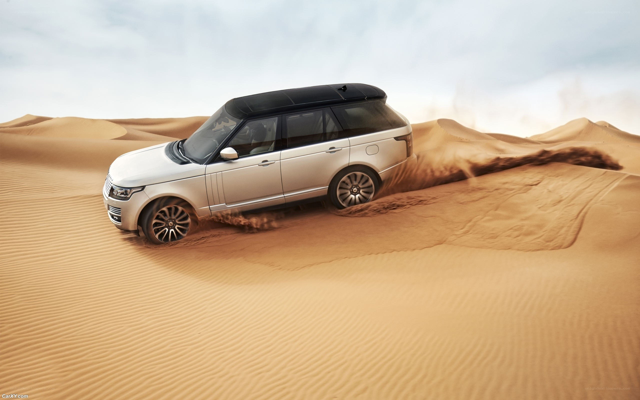 SUV driving on sand dunes