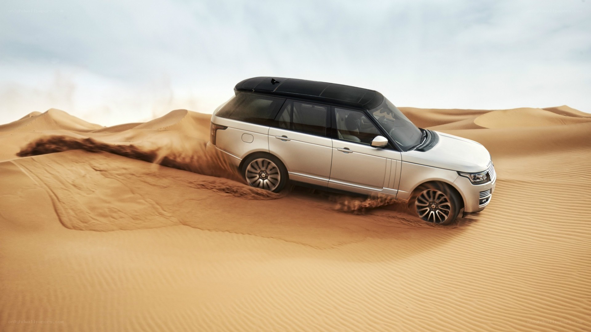 SUV driving on sand dunes