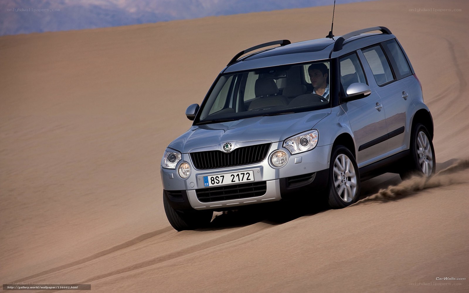 SUV driving on sand dunes