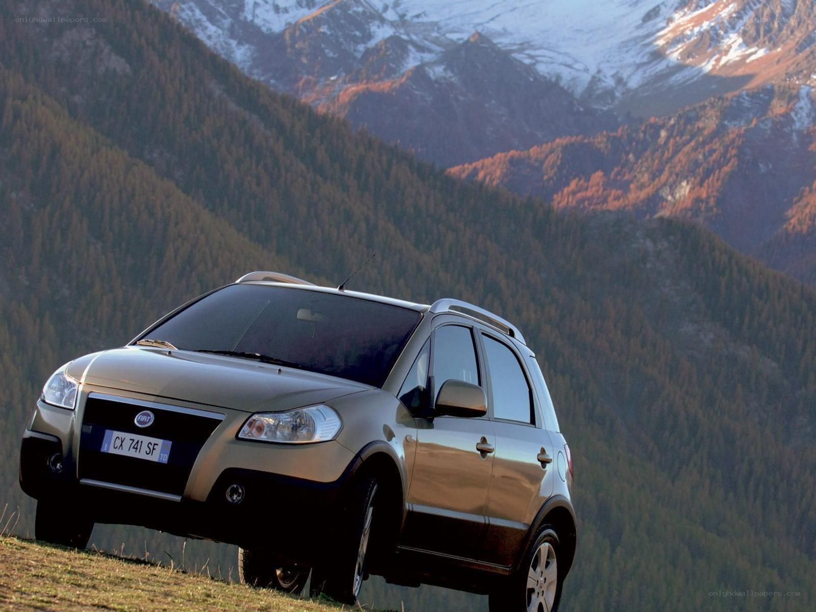SUV in mountain landscape