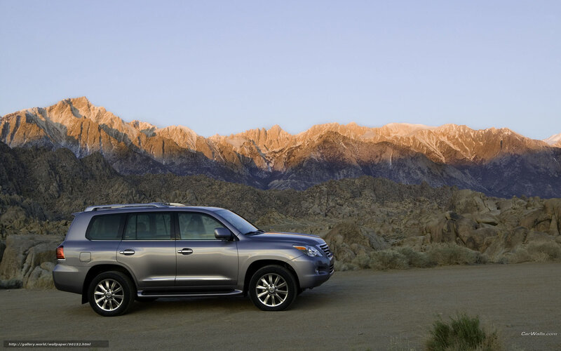 SUV in mountain landscape