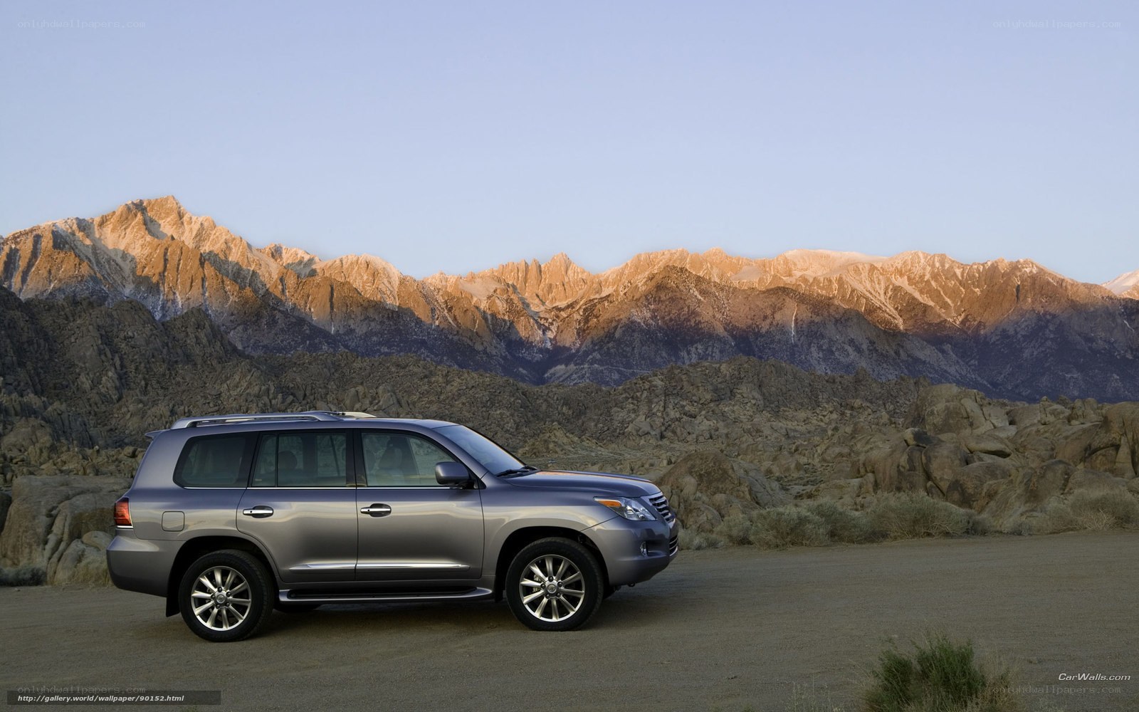 SUV in mountain landscape