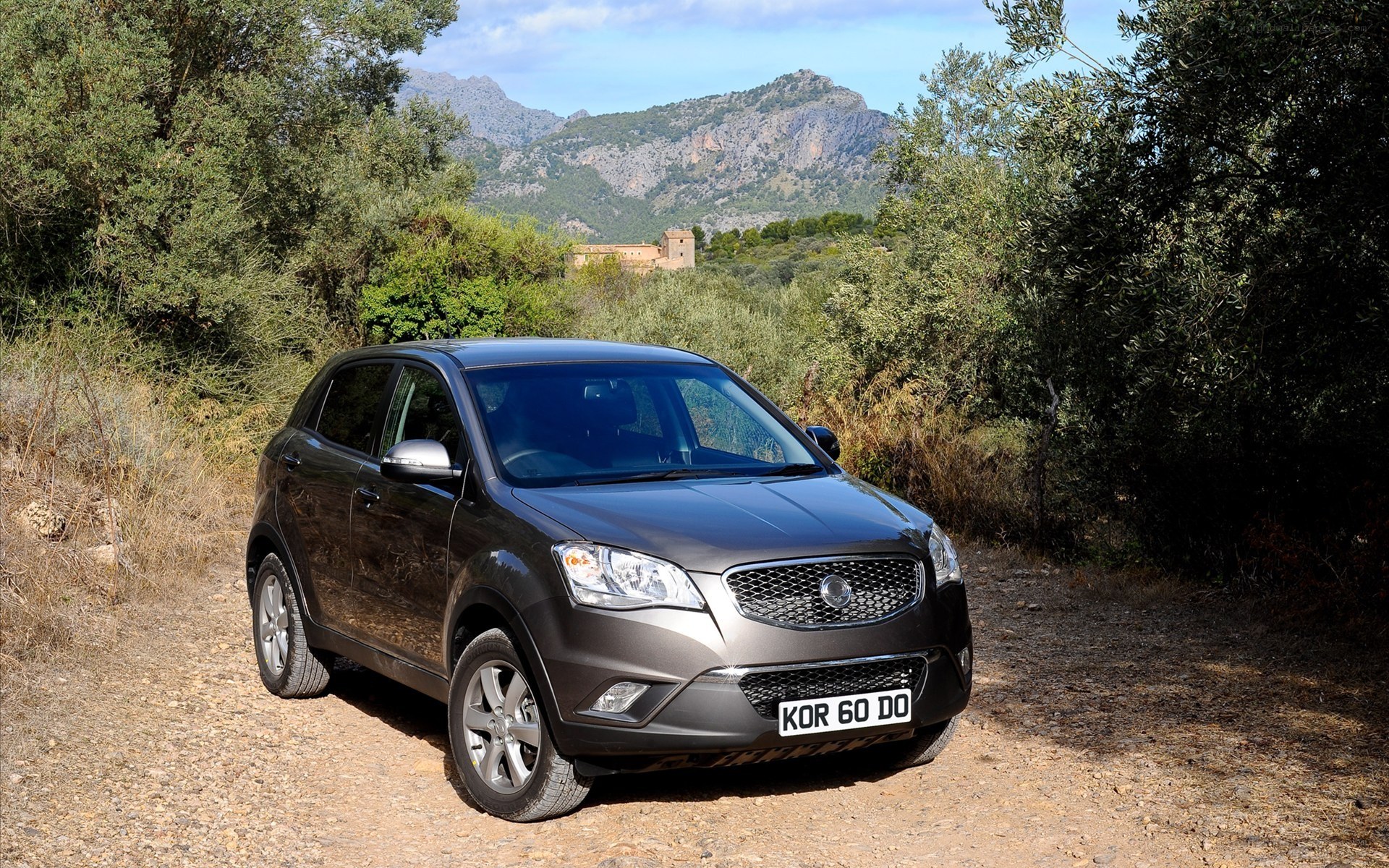 SUV on a dirt road