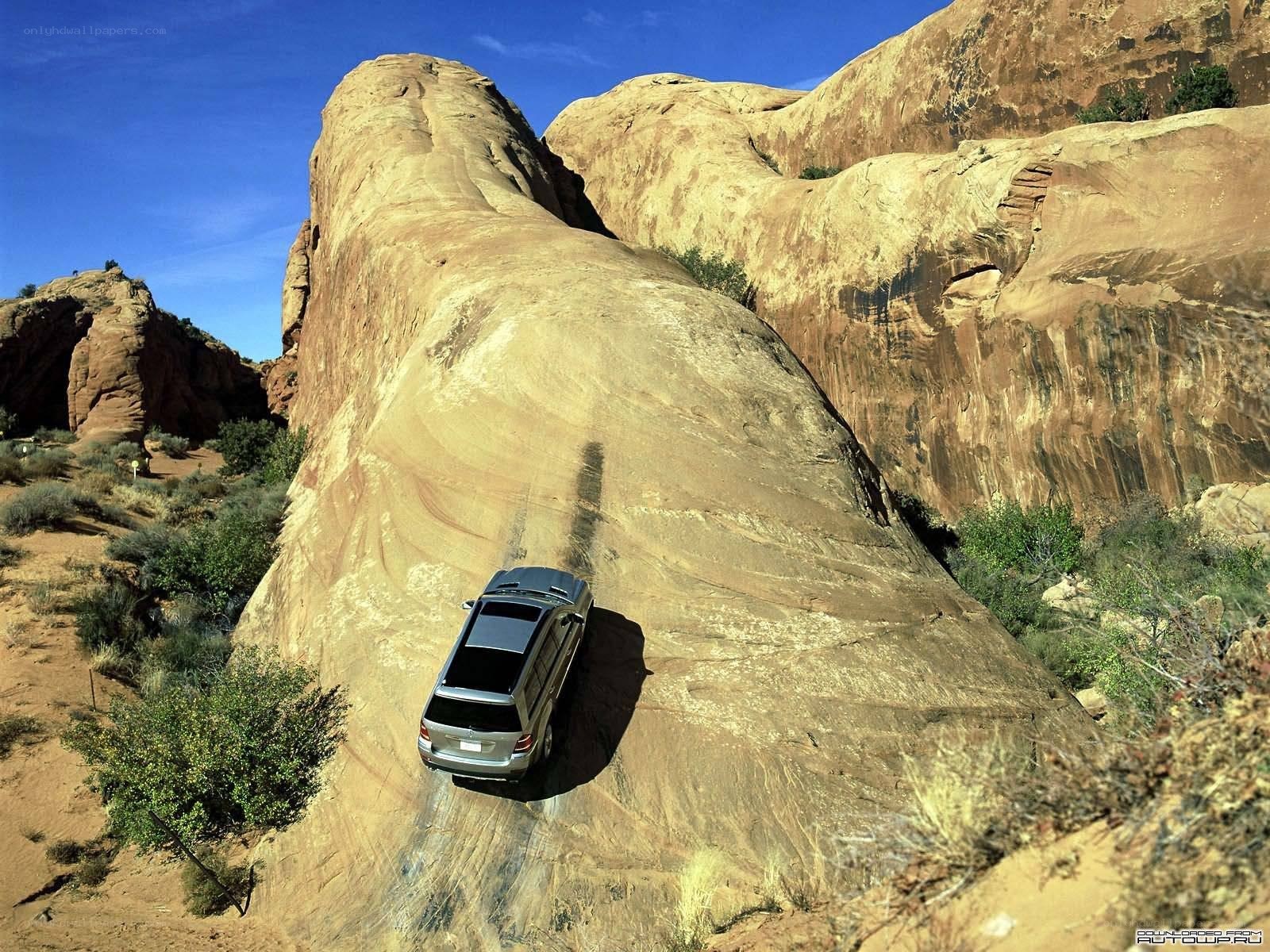 SUV on a rocky slope