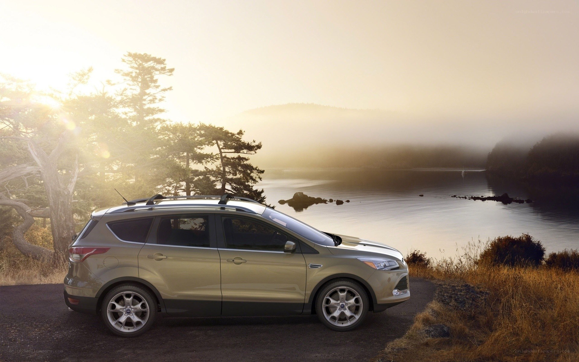 SUV on a scenic lakeside