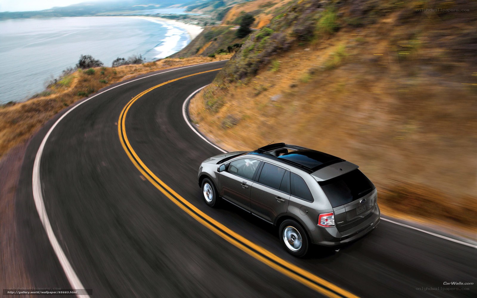 SUV on coastal road