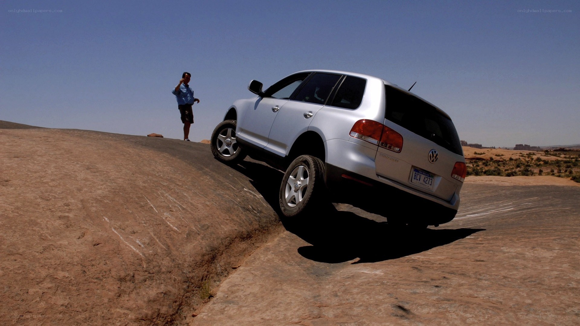 SUV on rocky terrain