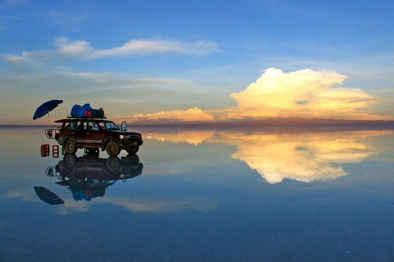 Suv on Salt Flat — Blue