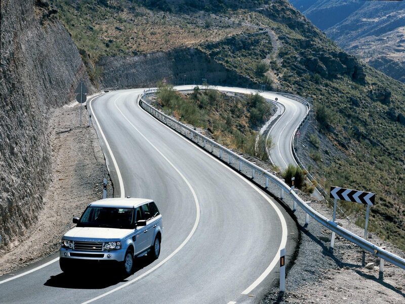 SUV on winding mountain road