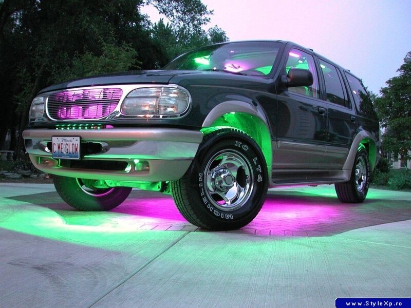 SUV with underglow lights