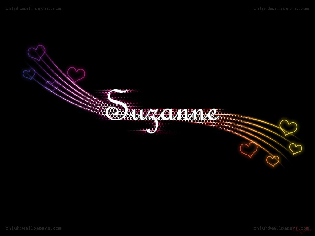 Suzanne name art with hearts