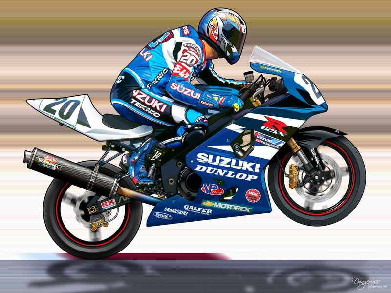 Suzuki GSX-R racer in action