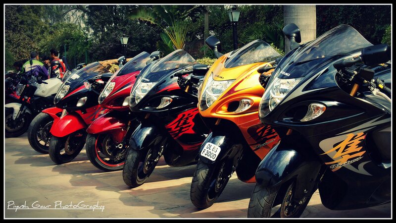 Suzuki Hayabusa motorcycles in a row