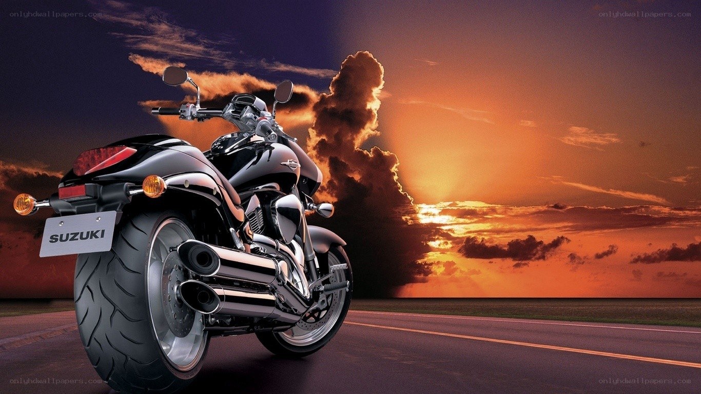 Suzuki motorcycle at sunset