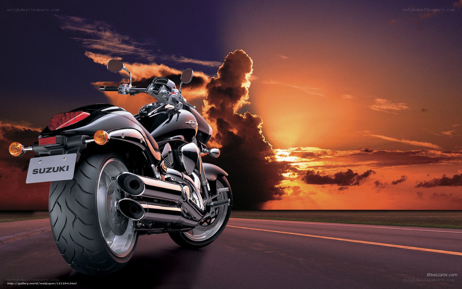 Suzuki motorcycle at sunset