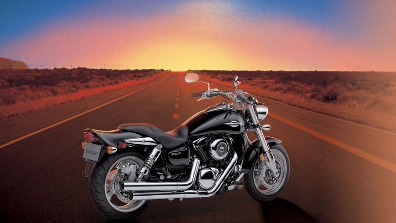 Suzuki motorcycle on desert road