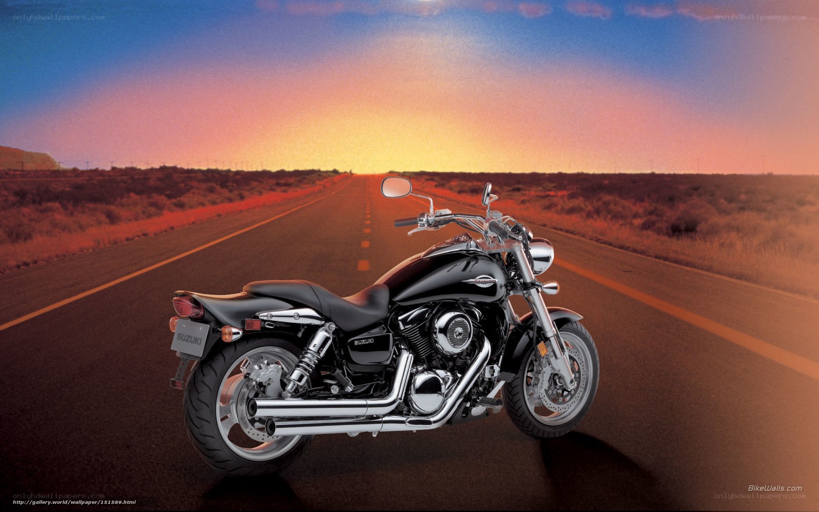 Suzuki motorcycle on desert road