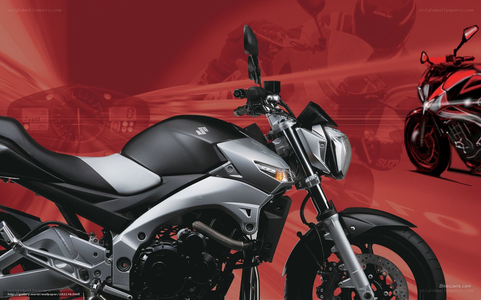 Suzuki motorcycle on red background
