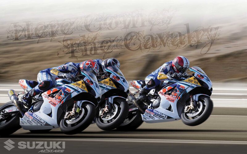 Suzuki racing motorcycles in action
