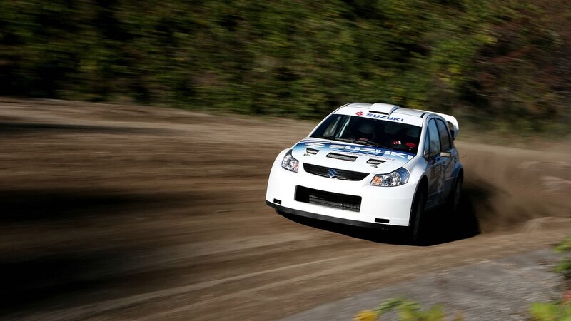 Suzuki rally car on dirt track
