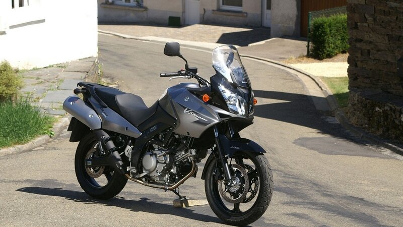 Suzuki V-Strom motorcycle on street