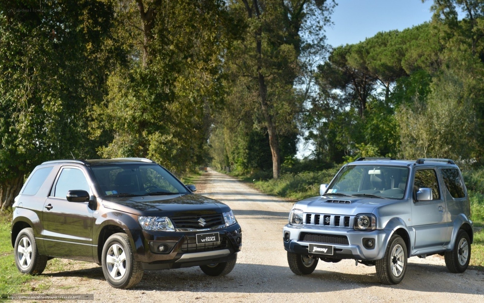 Suzuki Vitara and Jimny on a dirt road