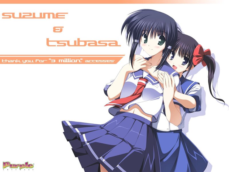 Suzume and Tsubasa schoolgirls