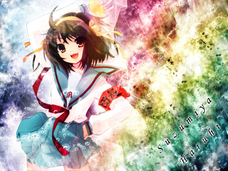 Suzumiya Haruhi in a school uniform