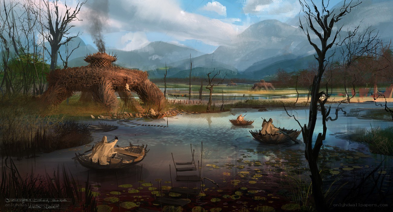 Swamp village concept art