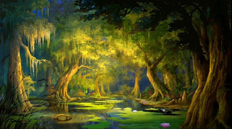 Swamp with Lily Pads — Green, Serene