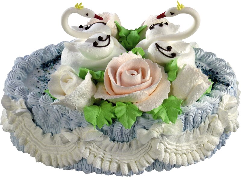 swan cake with roses