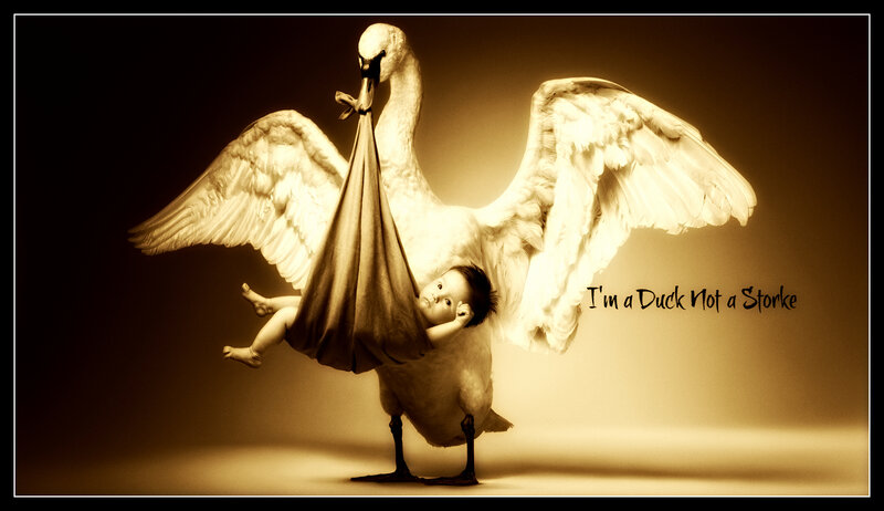 Swan Carrying Baby — Sepia