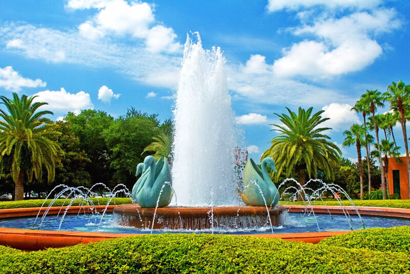 Swan Fountain in Park
