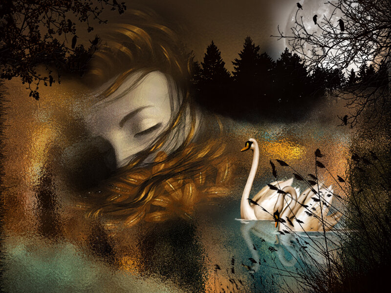 Swan on a Lake — Brown