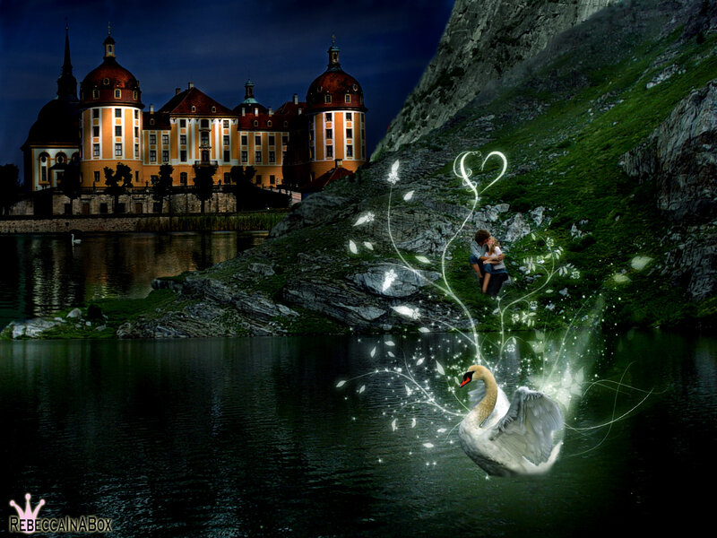 Swan on a Lake — Green