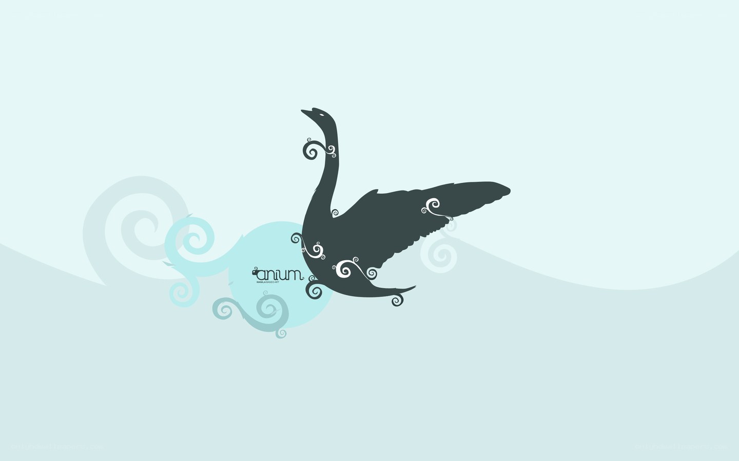 swan with decorative swirls