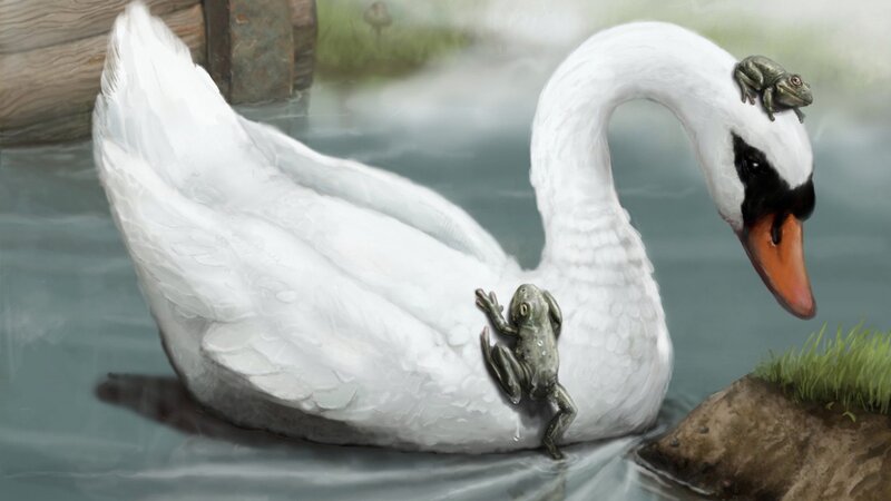 Swan with Frogs