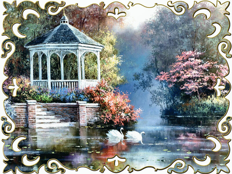 Swans on a Pond — Blue