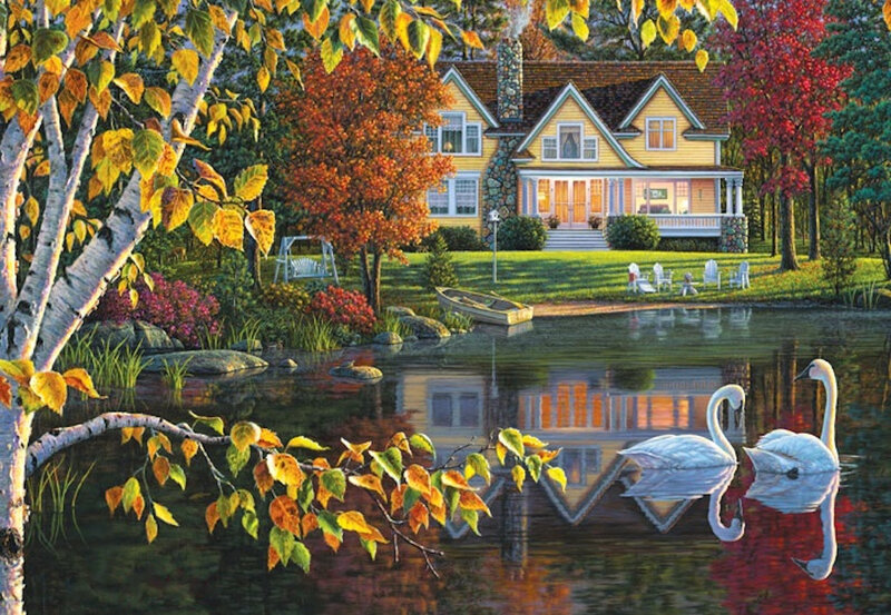 Swans on a Pond — Yellow